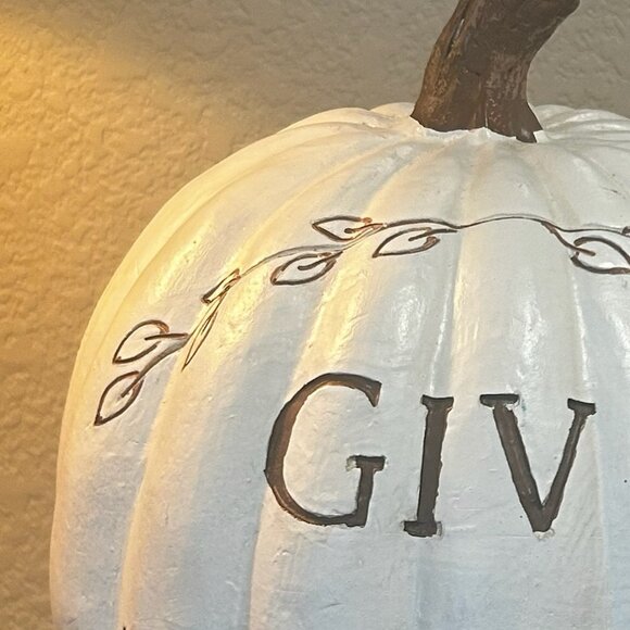 Give Thanks Pumpkin Thanksgiving Centerpiece Fall Home Decor - Picture 3 of 6